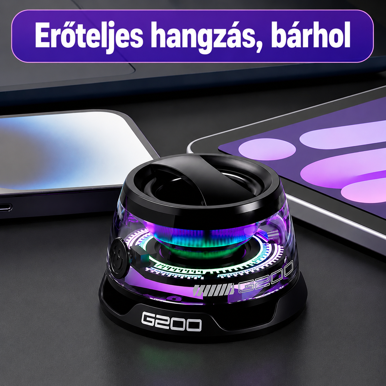 Mágneses Bluetooth hangszóró – erőteljes basszus + tartó