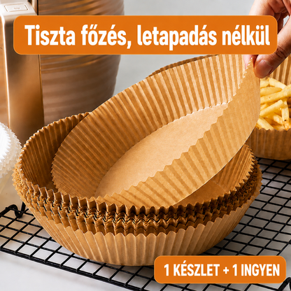 Tapadásmentes Papír Air Fryerhez – Kerek, 50 db, Tisztítás Nélkül