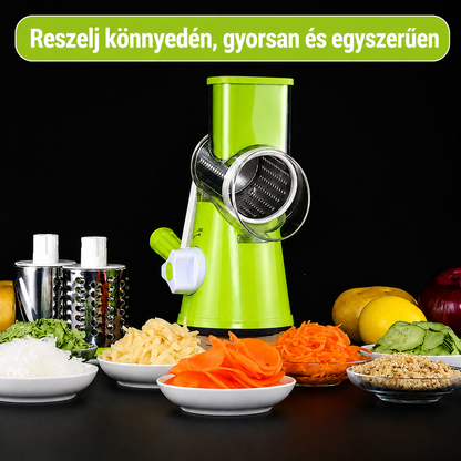 3 Rozsdamentes Pengés Forgó Reszelő – Reszelj és Szeletelj Bármilyen Zöldséget Erőfeszítés Nélkül