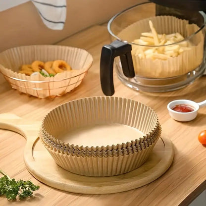 Tapadásmentes Papír Air Fryerhez – Kerek, 50 db, Tisztítás Nélkül